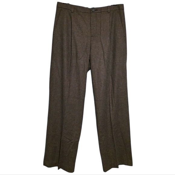 Vince Houndstooth Pleat Front Pant in Black/Camel Size 10 - Picture 3 of 5